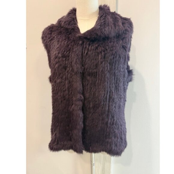 Bagatelle Purple Rabbit Fur Vest Women’s with Hook Closure - Picture 5 of 8